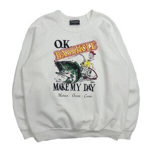 Vintage Basshole Fishing Ontario Canada Crewneck M